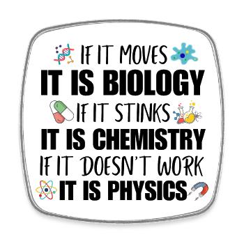 Physics Science Teacher Geek Funny Biology Student - Square fridge magnet - white - Front