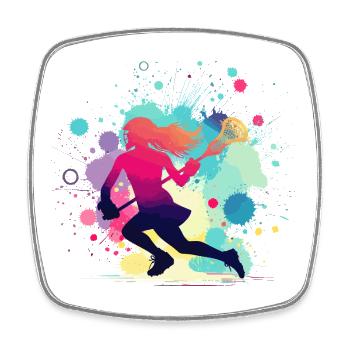 Lacrosse, Lacrosse Player Woman, Lacrosse Graphic - Square fridge magnet - white - Front