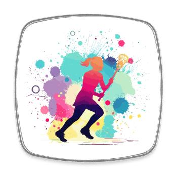 Lacrosse, Lacrosse Player Woman, Lacrosse Graphic - Square fridge magnet - white - Front