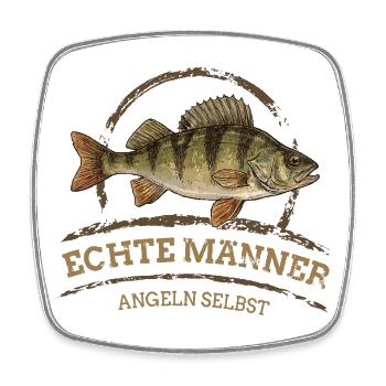 Echte Männer – Angeln Selbst -Barsch - Viereckiger Kühlschrankmagnet - Weiß - Vorne