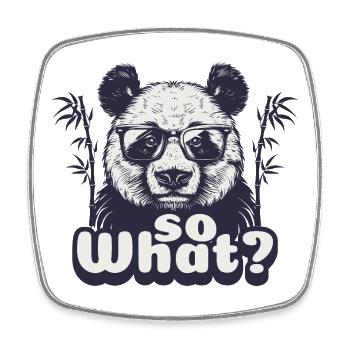 Panda, So What - Viereckiger Kühlschrankmagnet - Weiß - Vorne