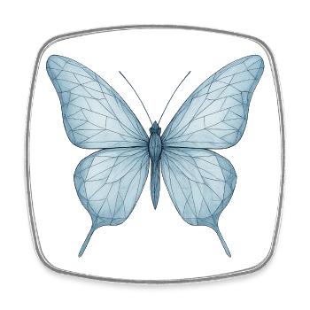 Blauer Geometrischer Schmetterling - Viereckiger Kühlschrankmagnet - Weiß - Vorne