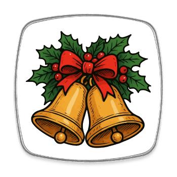 Christmas Bells Bow - Square fridge magnet - white - Front