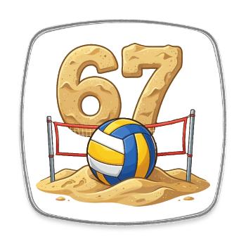 67 Dessin animé de volley de plage - Magnet carré - blanc - Devant