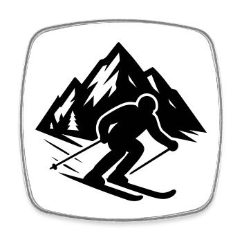 Ski Fahren Berge - Viereckiger Kühlschrankmagnet - Weiß - Vorne
