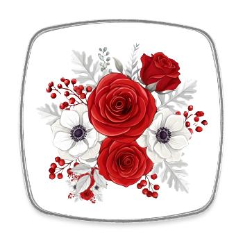 Bouquet rouge et blanc florale - Magnet carré - blanc - Devant