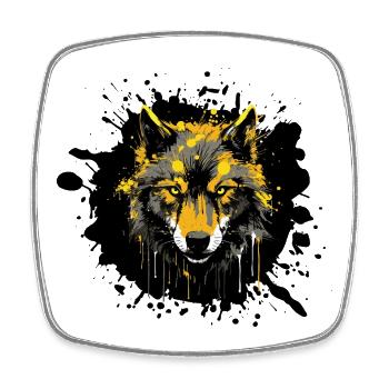 Wolf Klecks Wildlife - Viereckiger Kühlschrankmagnet - Weiß - Vorne