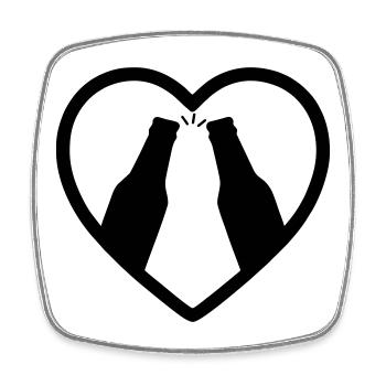 Heart Beer Bottles Cheers Gift - Square fridge magnet - white - Front