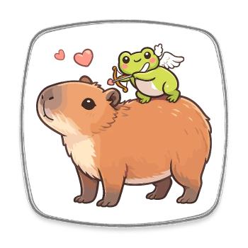 Capybara & Amor-Frosch – Süßes Valentinsmotiv - Viereckiger Kühlschrankmagnet - Weiß - Vorne