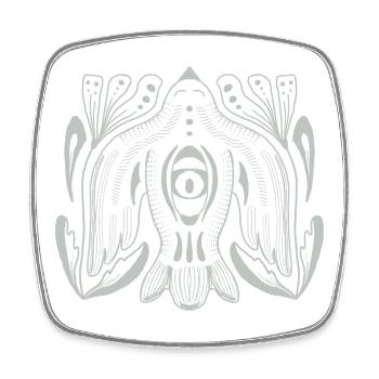 Mandala style eye with tentacle tendrils - Square fridge magnet - white - Front