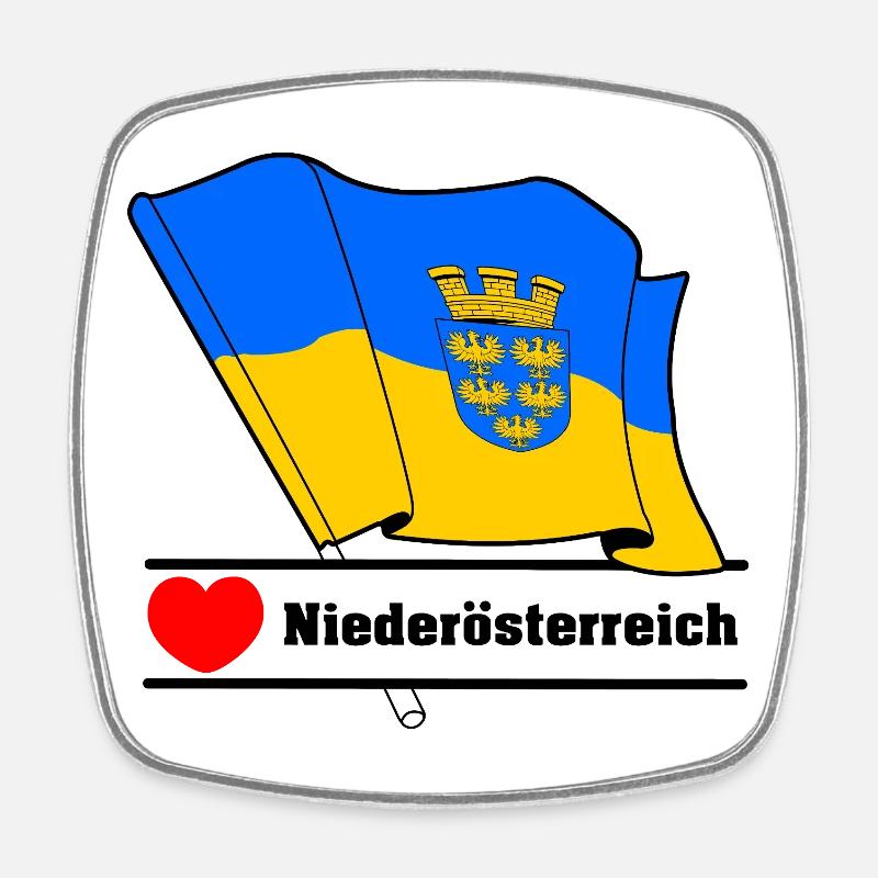 Lower Austria Flag with Heart - Square fridge magnet - white