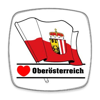 Upper Austria Flag with Heart - Square fridge magnet - white - Front