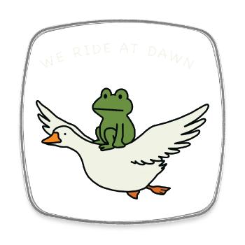 Dawn Ride Frog auf Duck - Viereckiger Kühlschrankmagnet - Weiß - Vorne