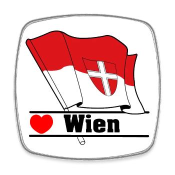 Wien Flag with Heart - Square fridge magnet - white - Front