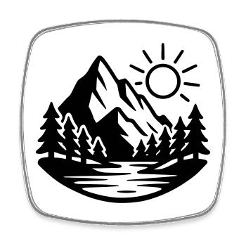 Montagnes Paysage Forêt Nature - Magnet carré - blanc - Devant