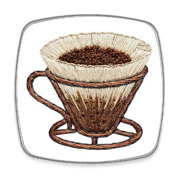 Embroidered coffee filter – minimalist (printed) - Square fridge magnet - white - Front