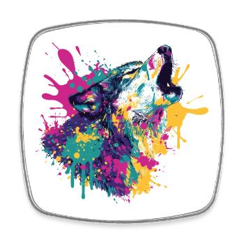Wolf in color explosion style - Square fridge magnet - white - Front