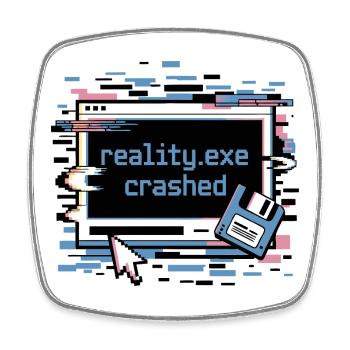 Reality.exe Crashed Retro Pixel Design - Viereckiger Kühlschrankmagnet - Weiß - Vorne