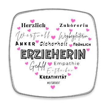 Erzieherin Herz - Viereckiger Kühlschrankmagnet - Weiß - Vorne
