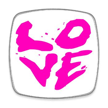 Art rose en forme de cœur d’amour en graffiti - Magnet carré - blanc - Devant