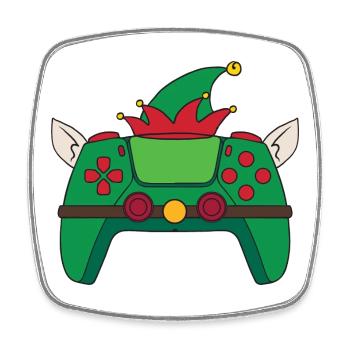 Elfe Contrôleur de jeu vidéo Joueur de Noël Elfe - Magnet carré - blanc - Devant