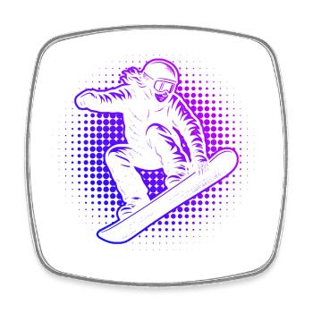 Neon Snowboarder Retro Vaporwave - Viereckiger Kühlschrankmagnet - Weiß - Vorne