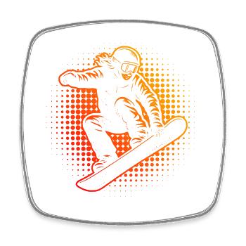 Feuerroter Snowboarder im Sprung - Viereckiger Kühlschrankmagnet - Weiß - Vorne