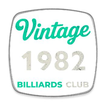 Vintage 1982 – Billiards Club Retro Birth Year - Square fridge magnet - white - Front