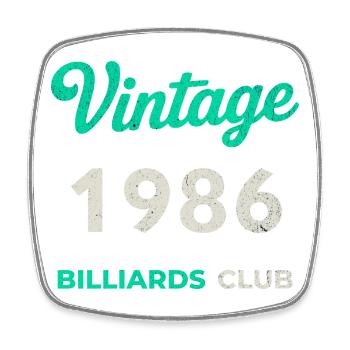 Vintage 1986 – Billiards Club Retro Geburtsjahr - Viereckiger Kühlschrankmagnet - Weiß - Vorne