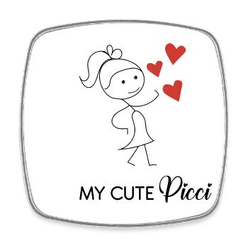Cute Girl with Little Hearts - Square fridge magnet - white - Front