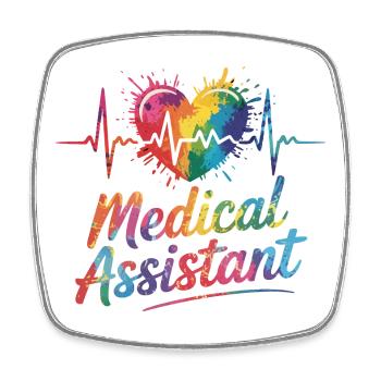 Rainbow Medical Assistant Heart - Square fridge magnet - white - Front