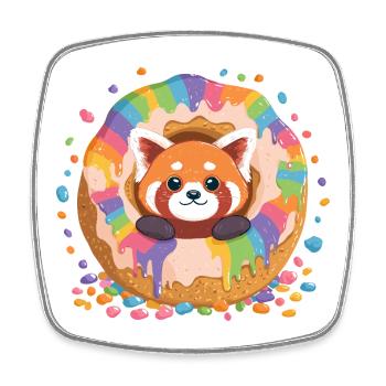 Donut Panda Regenbogen - Viereckiger Kühlschrankmagnet - Weiß - Vorne