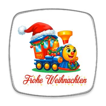 Weihnachtlicher Kinderzug – Merry Christmas Train - Viereckiger Kühlschrankmagnet - Weiß - Vorne