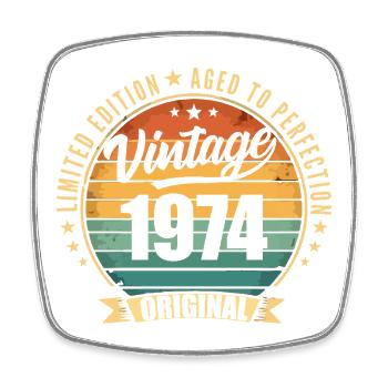 Vintage 1974 Anniversary Limited Edition 1974 - Viereckiger Kühlschrankmagnet - Weiß - Vorne