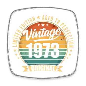 Vintage 1973 Jubiläums-Limited Edition 1973 - Viereckiger Kühlschrankmagnet - Weiß - Vorne
