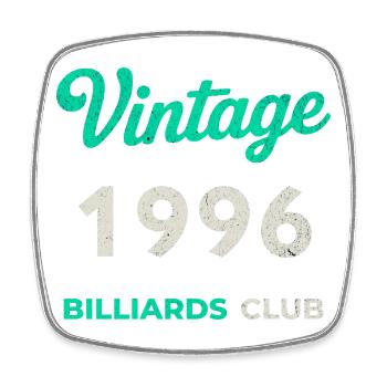 Vintage 1996 – Billiards Club Retro Geburtsjahr - Viereckiger Kühlschrankmagnet - Weiß - Vorne