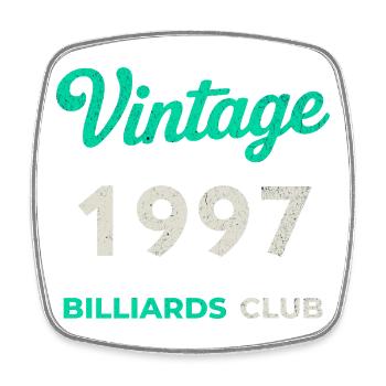 Vintage 1997 – Billiards Club Retro Geburtsjahr - Viereckiger Kühlschrankmagnet - Weiß - Vorne