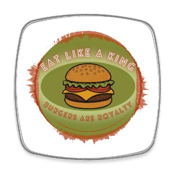Eat Like a King Burger Royalty T Shirt - Square fridge magnet - white - Front