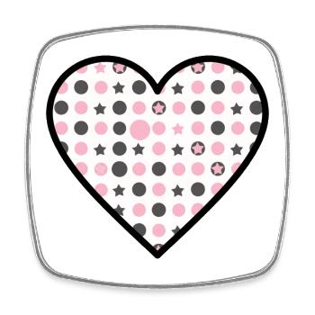 Heart Pattern Star Dots Cute Vector - Square fridge magnet - white - Front