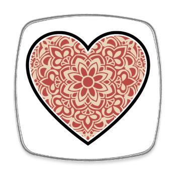 Mandala Herz Ornament Boho Yoga Vektor - Viereckiger Kühlschrankmagnet - Weiß - Vorne