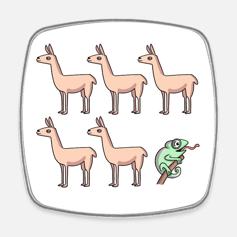 Llama Chamäleon - Viereckiger Kühlschrankmagnet - Weiß