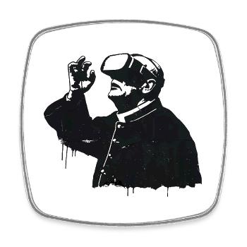 Priest with VR glasses – faith meets future - Square fridge magnet - white - Front