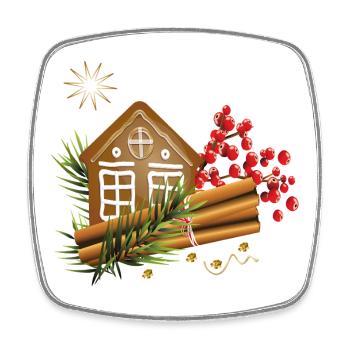 Gingerbread house with cinnamon sticks - Square fridge magnet - white - Front