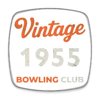 Millésime 1955 – Année de naissance rétro du Bowling Club - Magnet carré - blanc - Devant