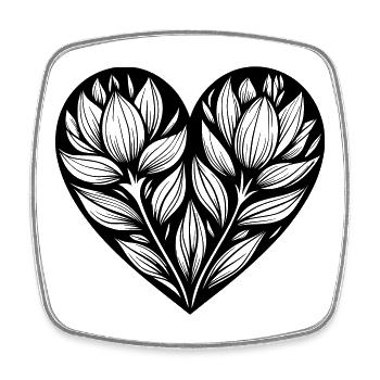 Graphic plant in the heart - Square fridge magnet - white - Front
