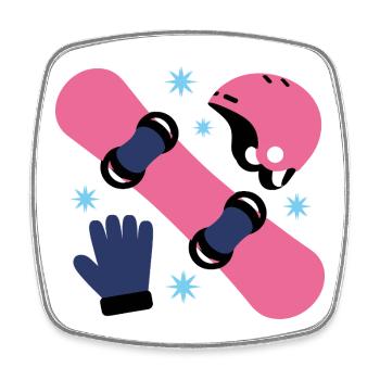 Glam Skate Pink and Blue Helmet - Square fridge magnet - white - Front