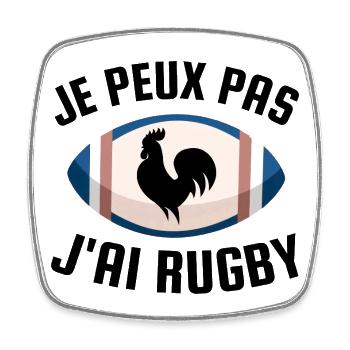 Je peux pas j ai rugby - Magnet carré - blanc - Devant
