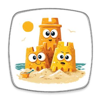 Beach Castles Trio with Face - Square fridge magnet - white - Front