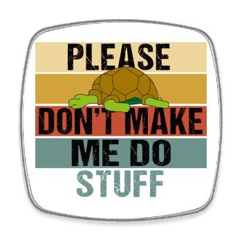 Lazy Turtle Funny Quote Retro Vintage - Square fridge magnet - white - Front