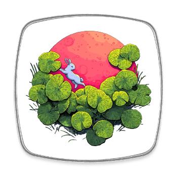 Moonlight Bunny in Leaf Forest - Square fridge magnet - white - Front